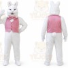 White Rabbit Mascot Costume with Custom Logo