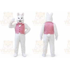 White Rabbit Mascot Costume with Custom Logo