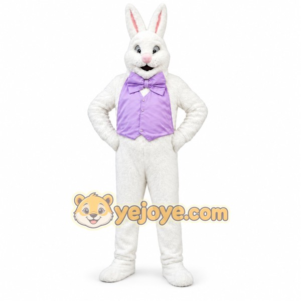 White Rabbit Mascot Costume with Custom Logo White Rabbit Mascot Costume with Custom Logo