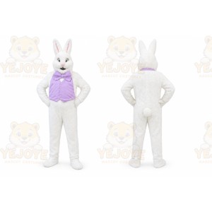 White Rabbit Mascot Costume with Custom Logo