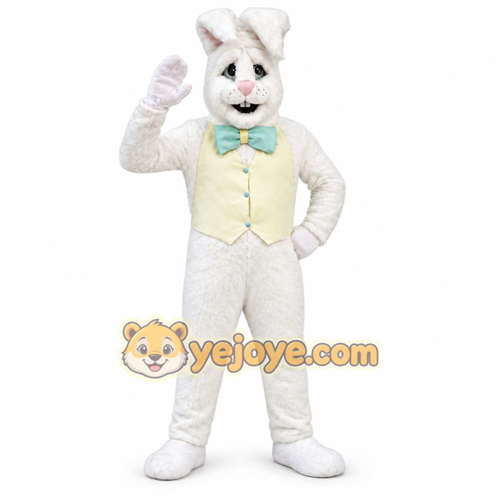 White Rabbit Mascot Costume with Custom Logo White Rabbit Mascot Costume with Custom Logo