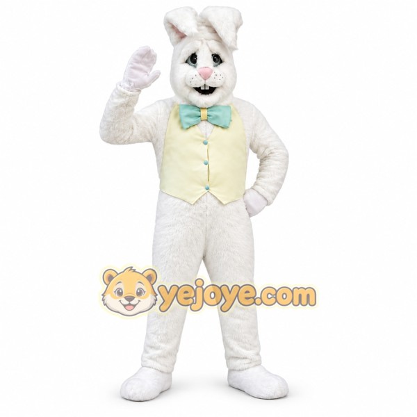 White Rabbit Mascot Costume with Custom Logo White Rabbit Mascot Costume with Custom Logo