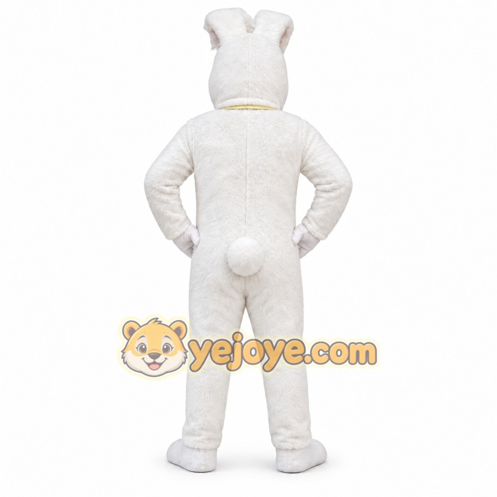 White Rabbit Mascot Costume with Custom Logo White Rabbit Mascot Costume with Custom Logo
