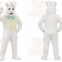 White Rabbit Mascot Costume with Custom Logo