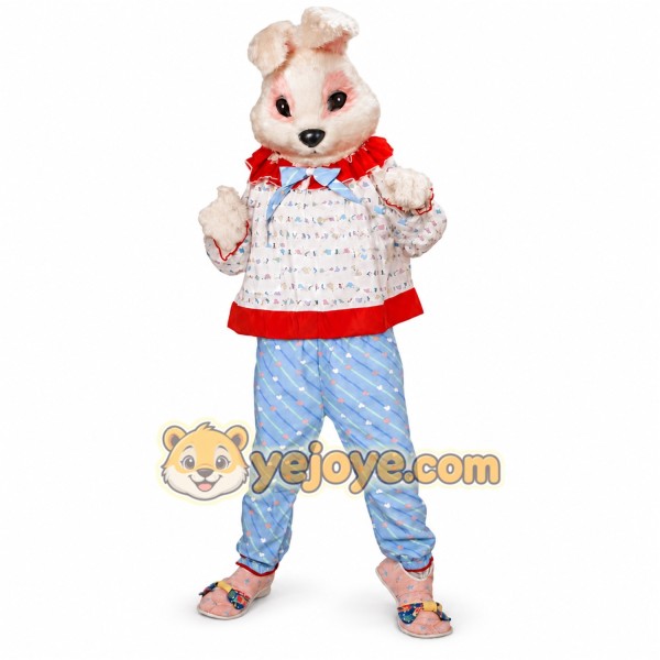 White Rabbit Mascot Costume with Custom Logo White Rabbit Mascot Costume with Custom Logo