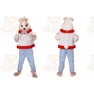 White Rabbit Mascot Costume with Custom Logo