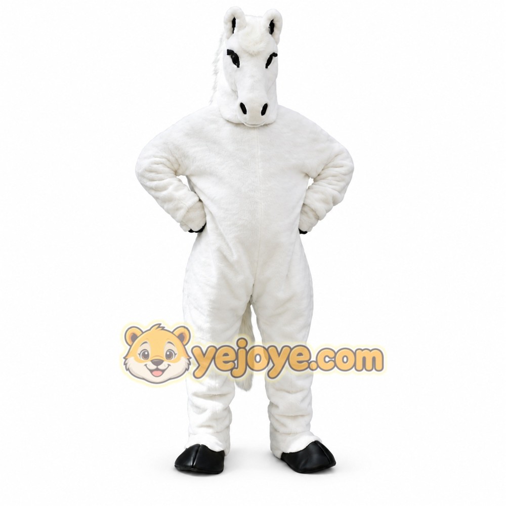 White Horse Mascot Costume with Custom Logo White Horse Mascot Costume with Custom Logo