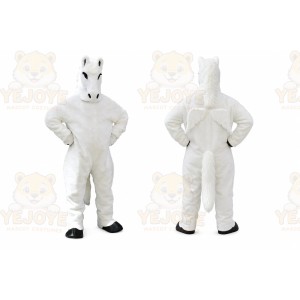 White Horse Mascot Costume with Custom Logo