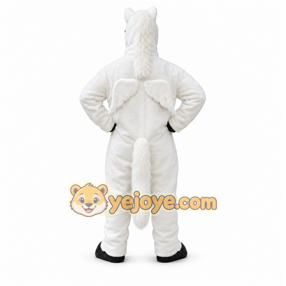White Horse Mascot Costume with Custom Logo White Horse Mascot Costume with Custom Logo
