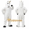 White Unicorn Mascot Costume with Custom Logo