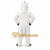 White Unicorn Mascot Costume with Custom Logo