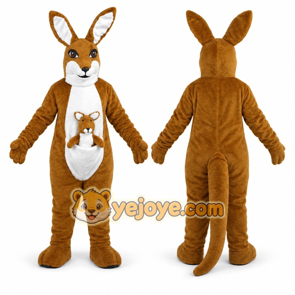 Brown Kangaroo Mascot Costume with Custom Logo Brown Kangaroo Mascot Costume with Custom Logo