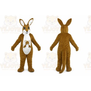 Brown Kangaroo Mascot Costume with Custom Logo