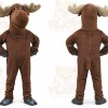 Brown Moose Mascot Costume with Custom Logo