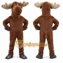 Brown Moose Mascot Costume with Custom Logo