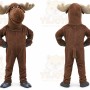 Brown Moose Mascot Costume with Custom Logo