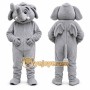 Gray Elephant Mascot Costume with Custom Logo