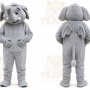 Gray Elephant Mascot Costume with Custom Logo