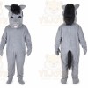 Gray Donkey Mascot Costume with Custom Logo
