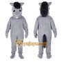 Gray Donkey Mascot Costume with Custom Logo