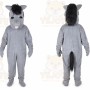 Gray Donkey Mascot Costume with Custom Logo