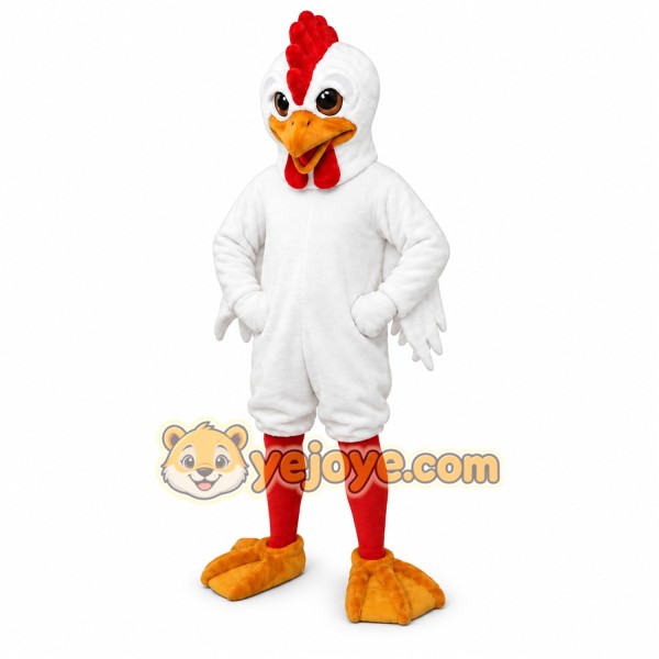 White Chicken Mascot Costume with Custom Logo White Chicken Mascot Costume with Custom Logo