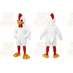 White Chicken Mascot Costume with Custom Logo