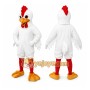 White Chicken Mascot Costume with Custom Logo
