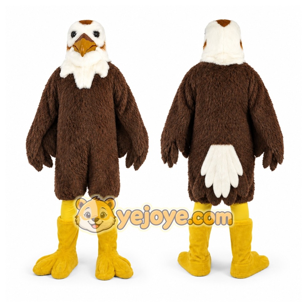 Brown Eagle Mascot Costume with Custom Logo