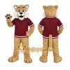 Tan Cougar Mascot Costume with Custom Logo