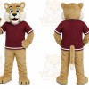 Tan Cougar Mascot Costume with Custom Logo