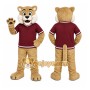 Tan Cougar Mascot Costume with Custom Logo