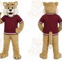 Tan Cougar Mascot Costume with Custom Logo