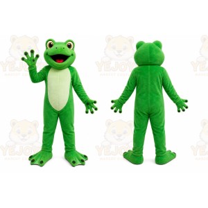Green Frog Mascot Costume with Custom Logo