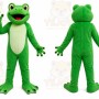 Green Frog Mascot Costume with Custom Logo