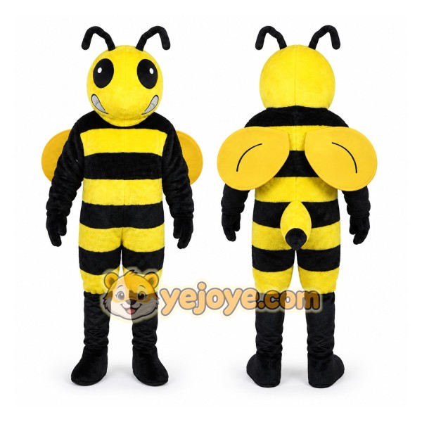 Yellow Bee Mascot Costume with Custom Logo