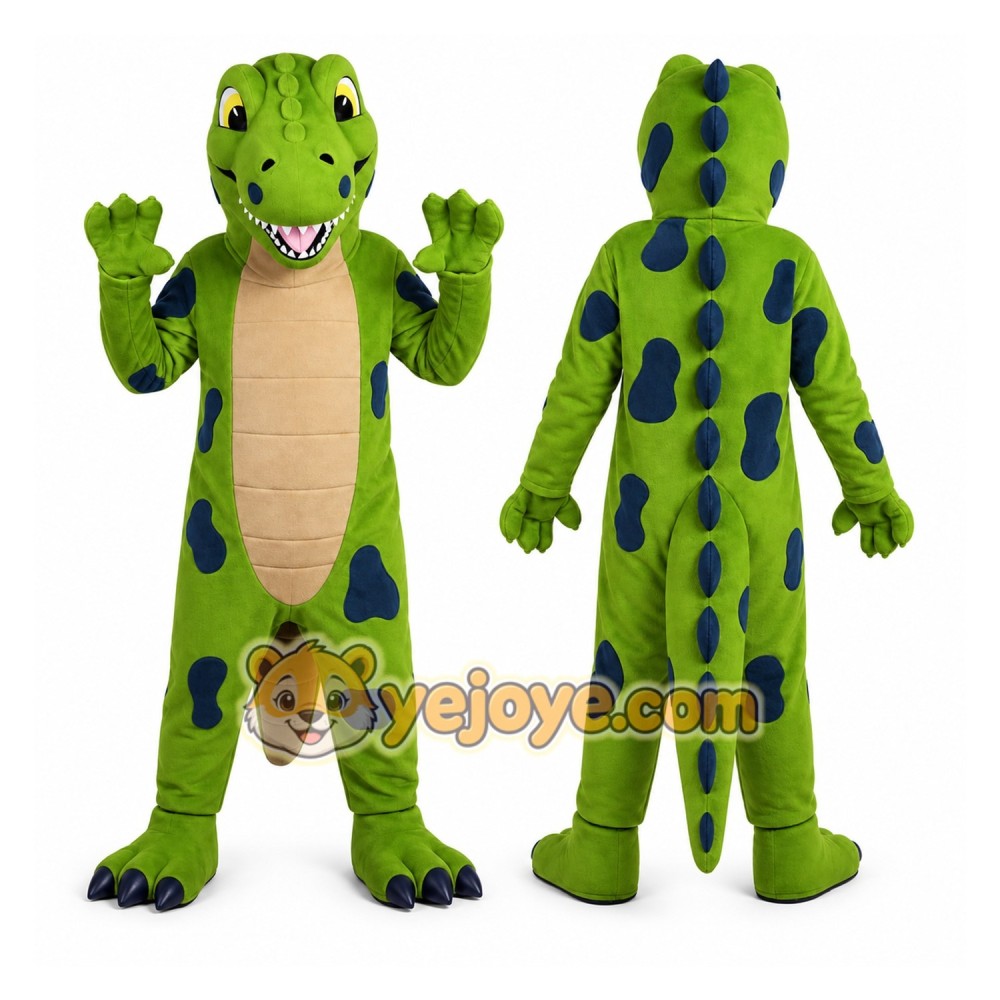 Green Dinosaur Mascot Costume with Custom Logo Green Dinosaur Mascot Costume with Custom Logo