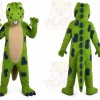 Green Dinosaur Mascot Costume with Custom Logo