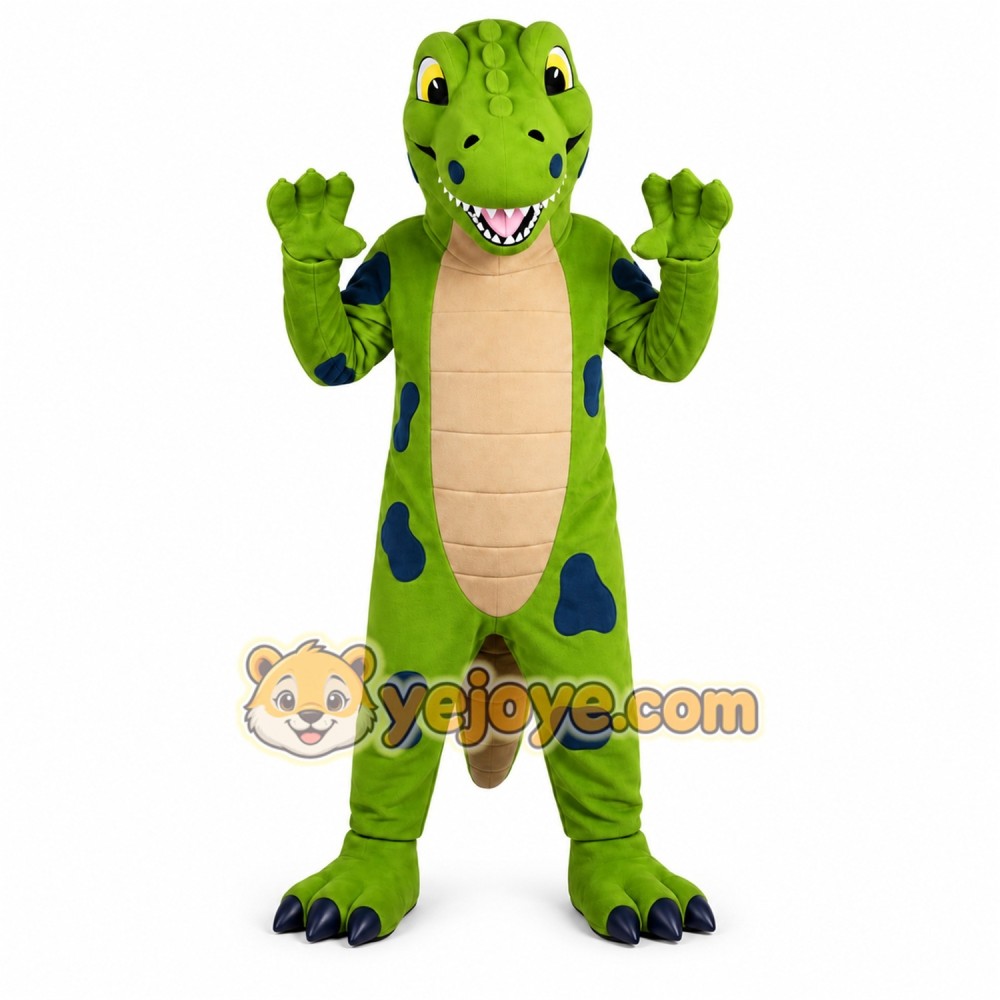 Green Dinosaur Mascot Costume with Custom Logo Green Dinosaur Mascot Costume with Custom Logo