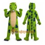 Green Dinosaur Mascot Costume with Custom Logo