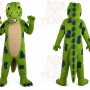 Green Dinosaur Mascot Costume with Custom Logo