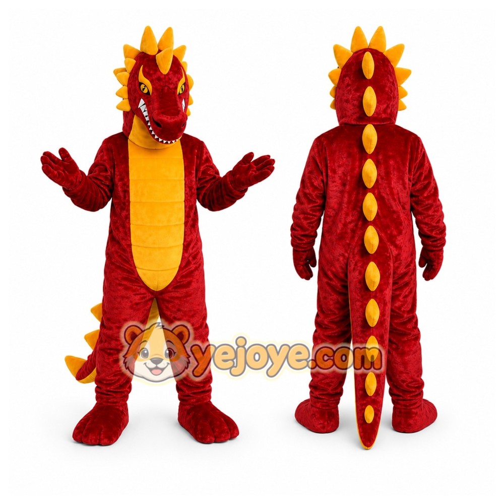Red Dragon Mascot Costume with Custom Logo Red Dragon Mascot Costume with Custom Logo