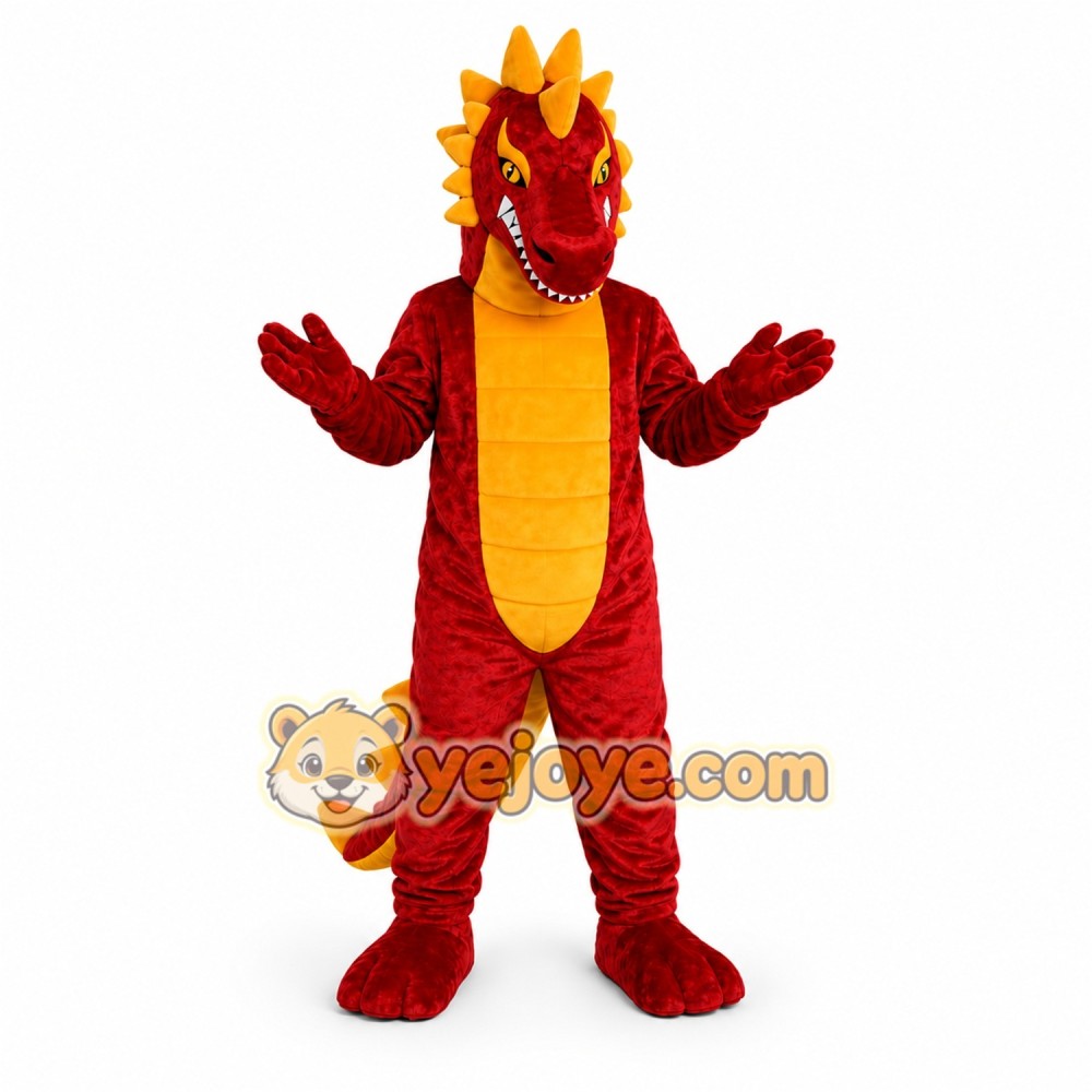 Red Dragon Mascot Costume with Custom Logo Red Dragon Mascot Costume with Custom Logo