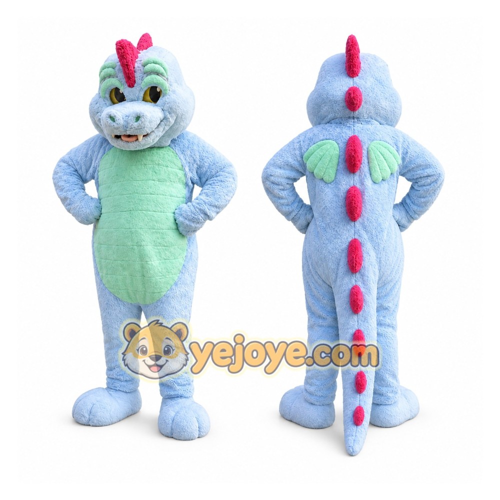 Blue Dinosaur Mascot Costume with Custom Logo Blue Dinosaur Mascot Costume with Custom Logo