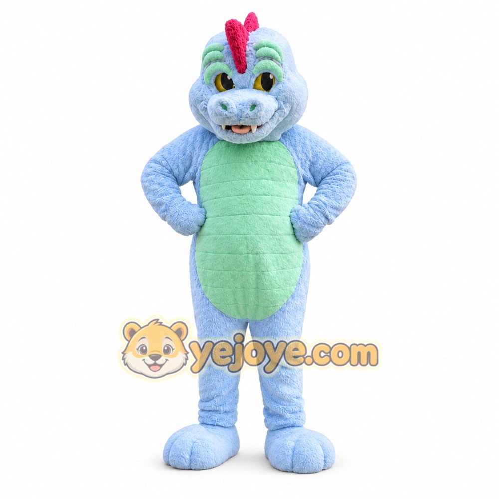 Blue Dinosaur Mascot Costume with Custom Logo Blue Dinosaur Mascot Costume with Custom Logo