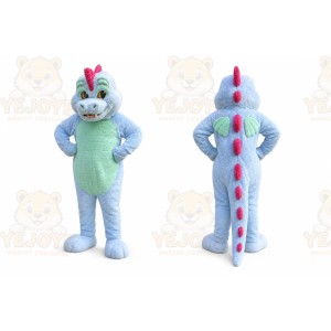 Blue Dinosaur Mascot Costume with Custom Logo