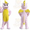 Pink Dragon Mascot Costume with Custom Logo