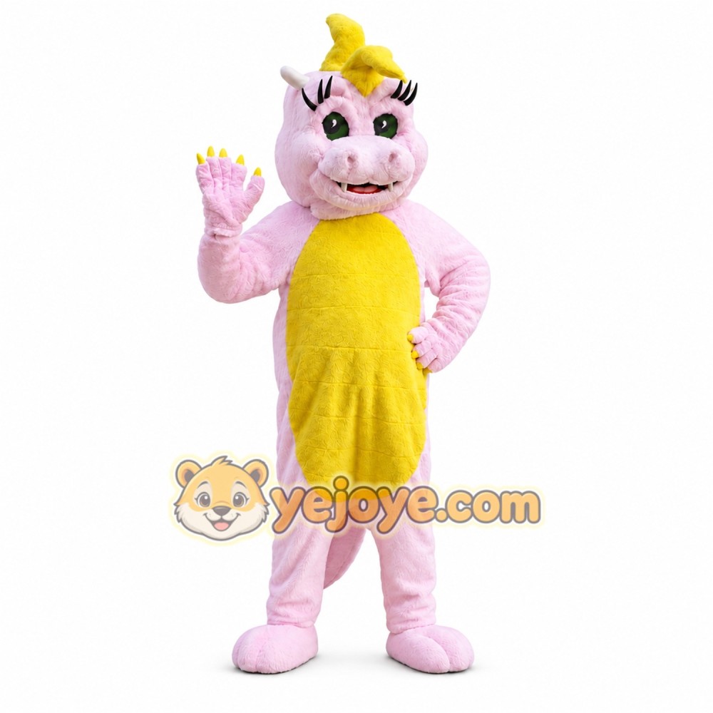 Pink Dragon Mascot Costume with Custom Logo Pink Dragon Mascot Costume with Custom Logo