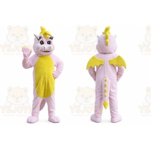 Pink Dragon Mascot Costume with Custom Logo