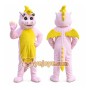 Pink Dragon Mascot Costume with Custom Logo